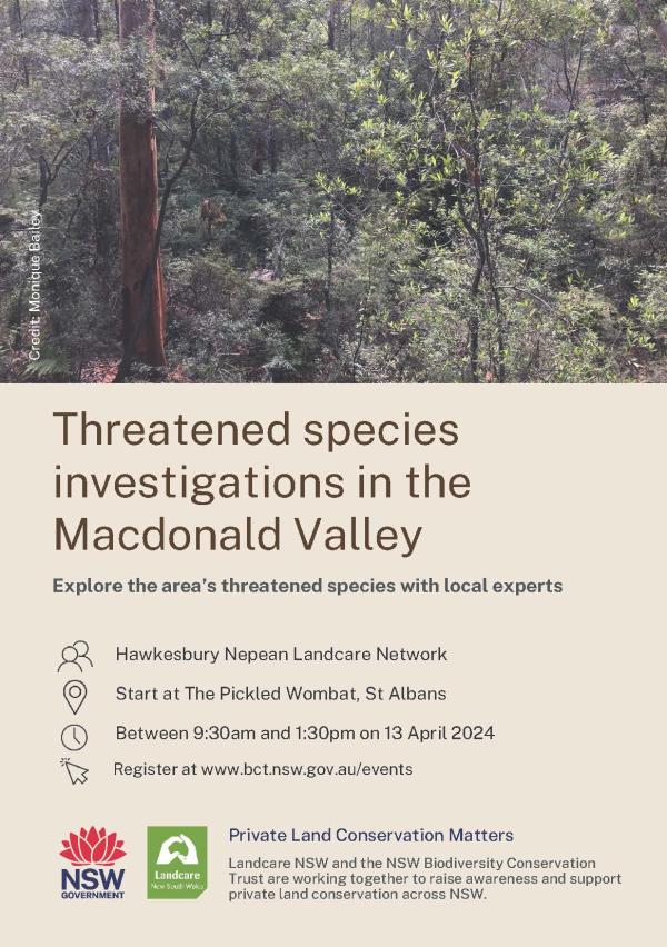 Threatened Species Investigations in the Macdonald Valley 13/4/24 