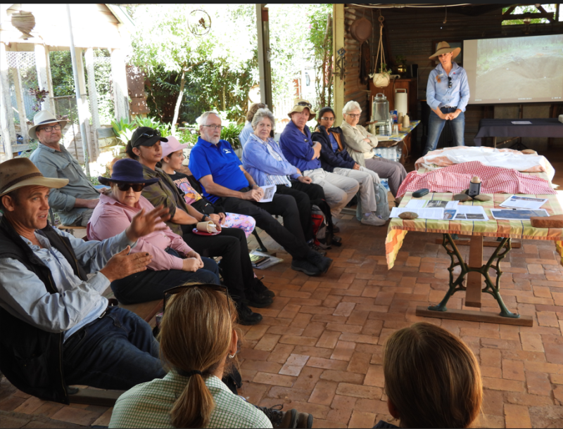 Mason and Cassie speaking to group - Mallee Fowl Field Day