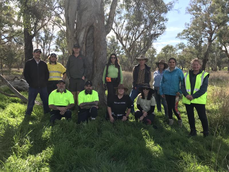 20240823 Tarcutta Hills attendees with scar tree